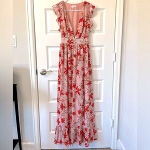 Pink Lily - Pink Floral Maxi Dress